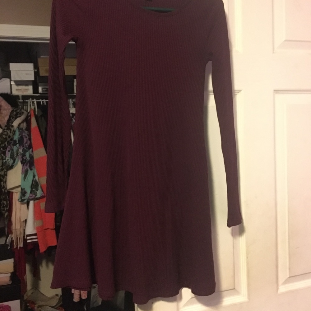 Maroon Long Sleeve Dress